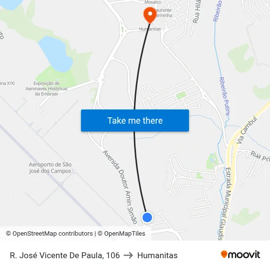 R. José Vicente De Paula, 106 to Humanitas map