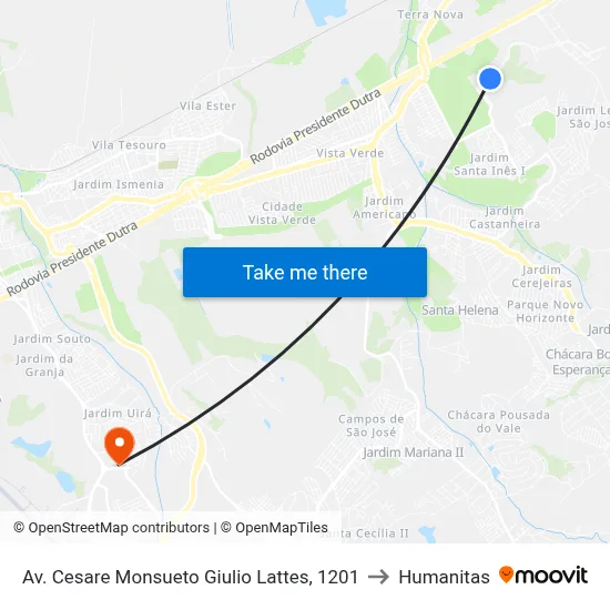 Av. Cesare Monsueto Giulio Lattes, 1201 to Humanitas map