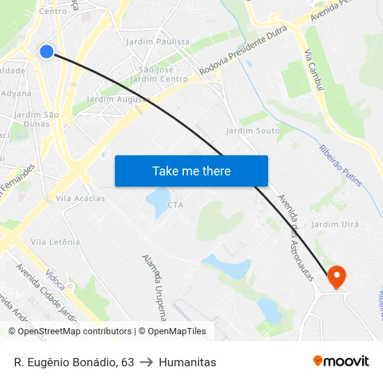 R. Eugênio Bonádio, 63 to Humanitas map