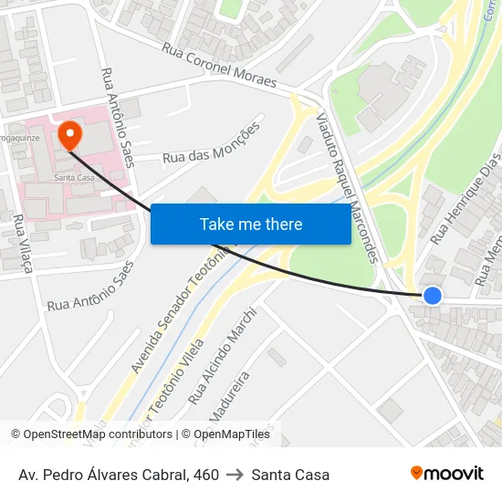 Av. Pedro Álvares Cabral, 460 to Santa Casa map