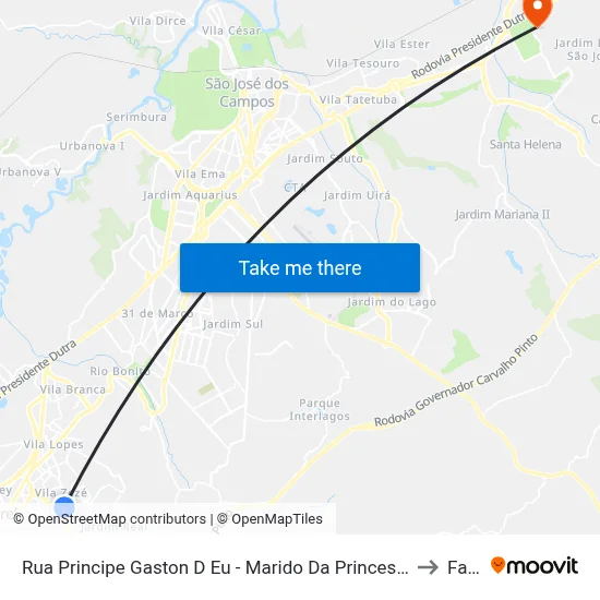 Rua Principe Gaston D Eu - Marido Da Princesa Isabel Zona Preferencial 01 - Zap 1 Jacareí - São Paulo 12310 Brasil to Fatec - Sjc map