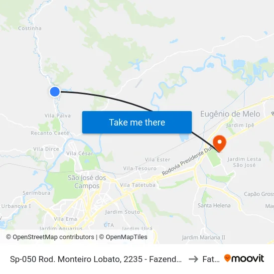 Sp-050 Rod. Monteiro Lobato, 2235 - Fazenda Pingo D’Água - São José Dos Campos, Sp, 12213, Brasil to Fatec - Sjc map