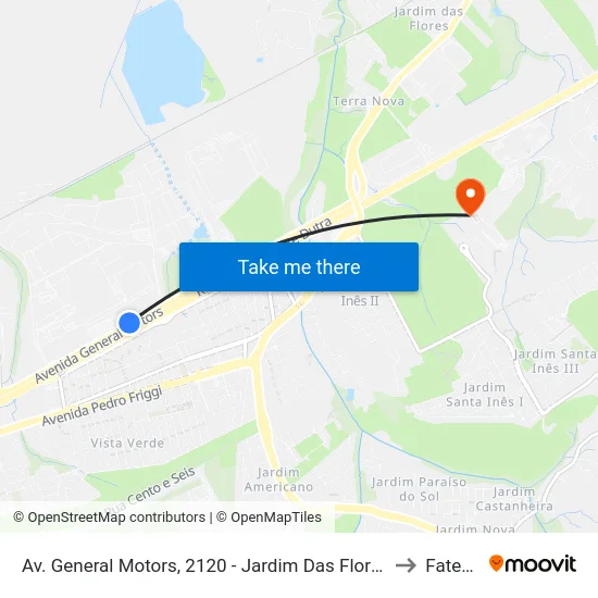 Av. General Motors, 2120 - Jardim Das Flores, São José Dos Campos to Fatec - Sjc map