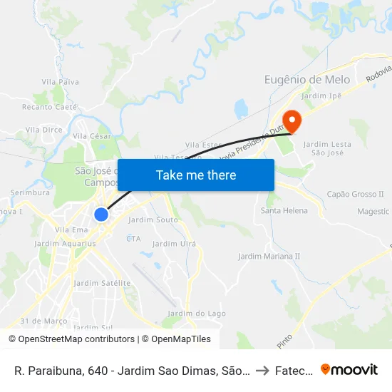 R. Paraibuna, 640 - Jardim Sao Dimas, São José Dos Campos to Fatec - Sjc map