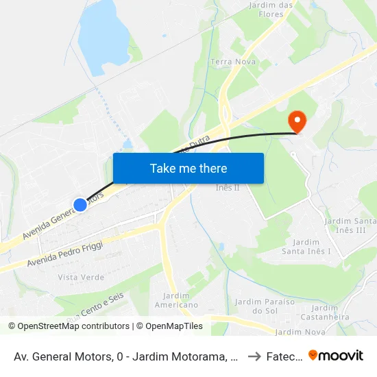 Av. General Motors, 0 - Jardim Motorama, São José Dos Campos to Fatec - Sjc map