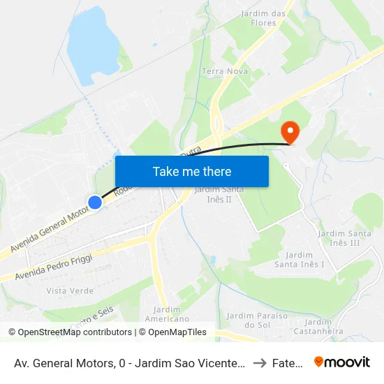 Av. General Motors, 0 - Jardim Sao Vicente, São José Dos Campos to Fatec - Sjc map