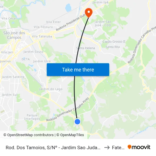 Rod. Dos Tamoios, S/Nº - Jardim Sao Judas Tadeu, São José Dos Campos to Fatec - Sjc map