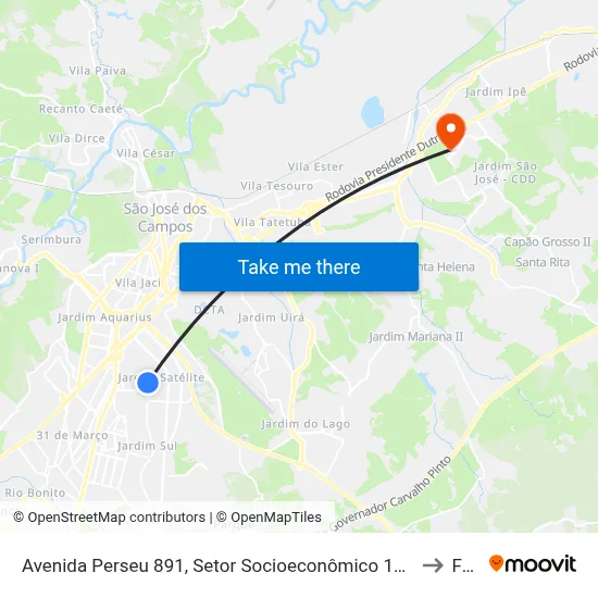 Avenida Perseu 891, Setor Socioeconômico 14, São José Dos Campos - São Paulo, 12230, Brasil - Res. Cidade Jardim, São José Dos Campos to Fatec - Sjc map