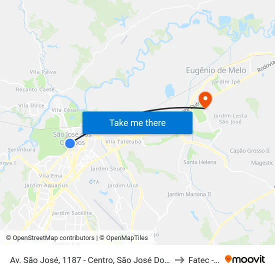 Av. São José, 1187 - Centro, São José Dos Campos to Fatec - Sjc map