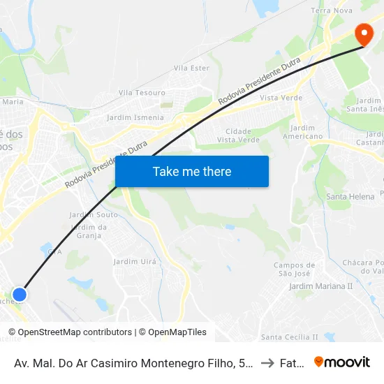 Av. Mal. Do Ar Casimiro Montenegro Filho, 500 - Vila São Bento, São José Dos Campos to Fatec - Sjc map