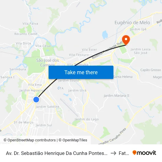 Av. Dr. Sebastião Henrique Da Cunha Pontes, 3333 - Jardim Anhembi, São José Dos Campos to Fatec - Sjc map