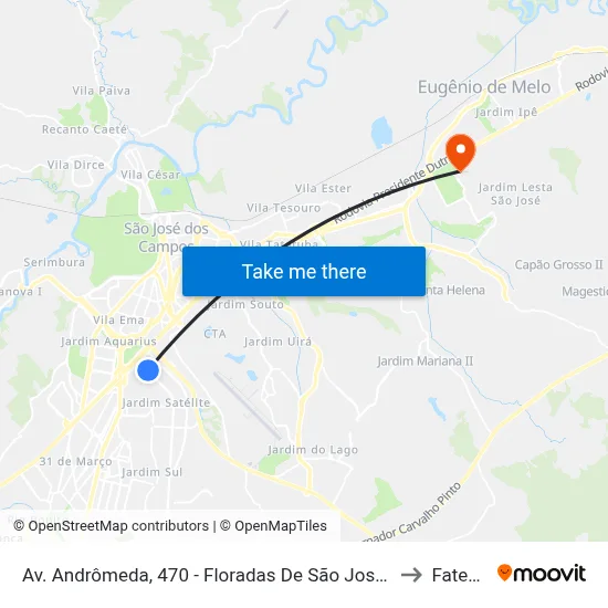 Av. Andrômeda, 470 - Floradas De São José, São José Dos Campos to Fatec - Sjc map
