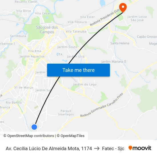 Av. Cecília Lúcio De Almeida Mota, 1174 to Fatec - Sjc map