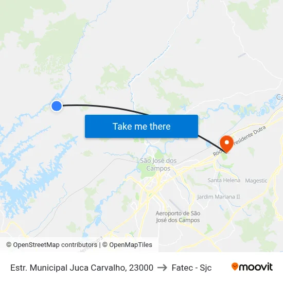 Estr. Municipal Juca Carvalho, 23000 to Fatec - Sjc map