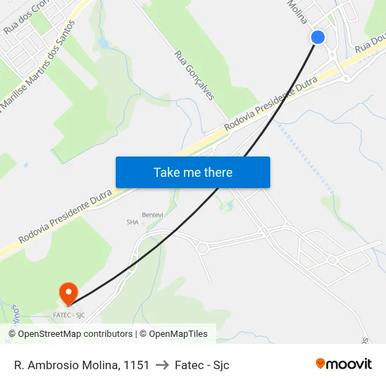 R. Ambrosio Molina, 1151 to Fatec - Sjc map