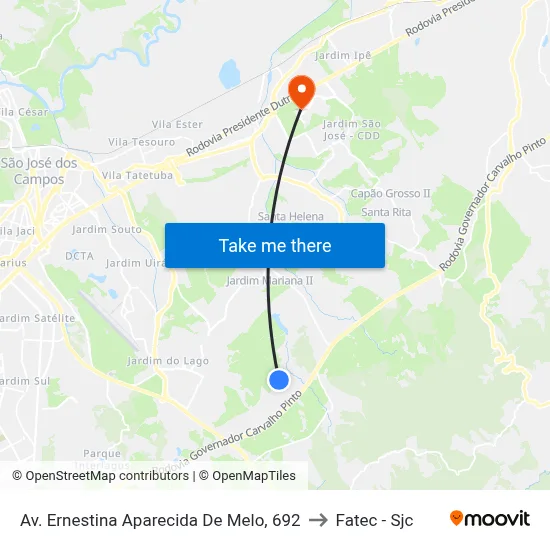 Av. Ernestina Aparecida De Melo, 692 to Fatec - Sjc map