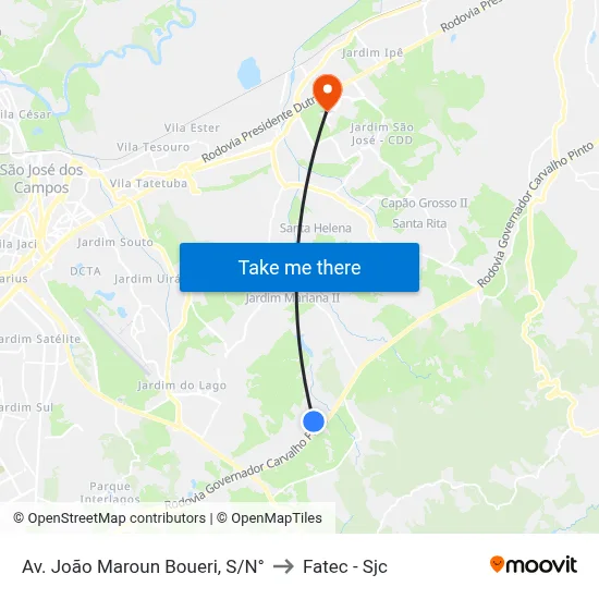 Av. João Maroun Boueri, S/N° to Fatec - Sjc map