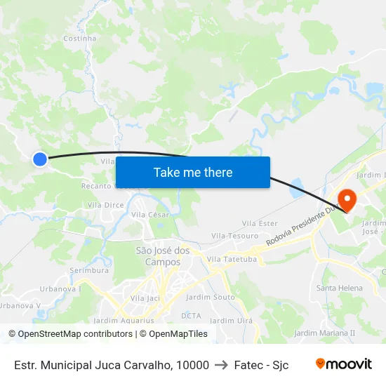 Estr. Municipal Juca Carvalho, 10000 to Fatec - Sjc map