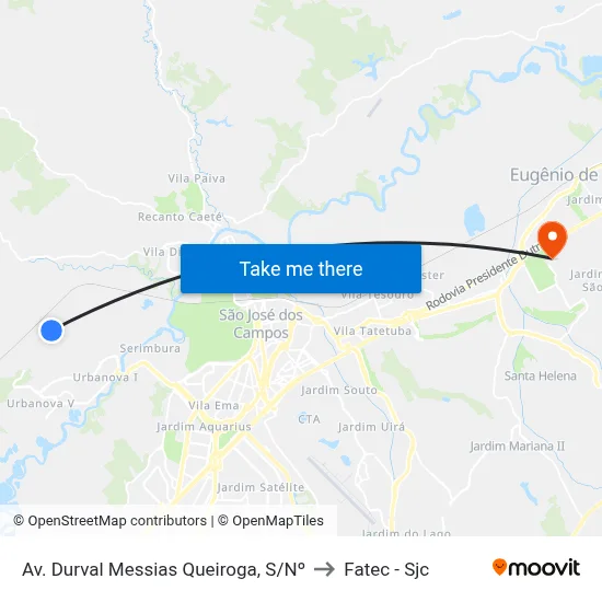 Av. Durval Messias Queiroga, S/Nº to Fatec - Sjc map
