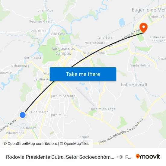 Rodovia Presidente Dutra, Setor Socioeconômico 16, São José Dos Campos - São Paulo, Brasil - Jardim Por Do Sol, São José Dos Campos to Fatec - Sjc map