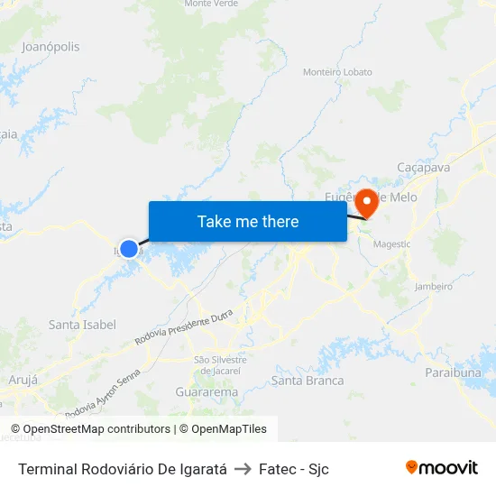 Terminal Rodoviário De Igaratá to Fatec - Sjc map