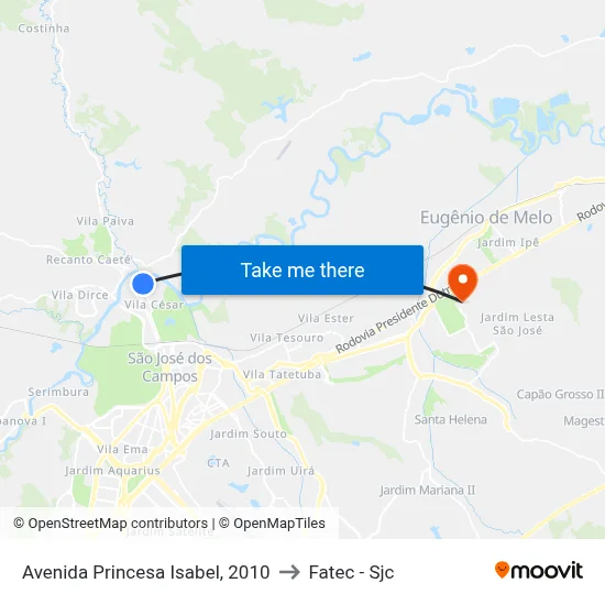 Avenida Princesa Isabel, 2010 to Fatec - Sjc map