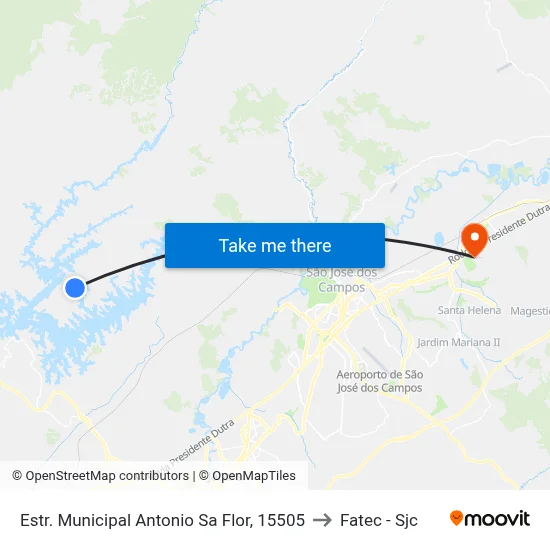 Estr. Municipal Antonio Sa Flor, 15505 to Fatec - Sjc map