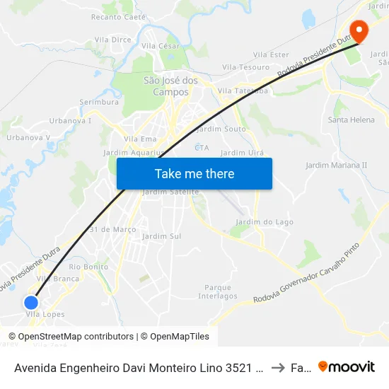 Avenida Engenheiro Davi Monteiro Lino 3521 Zona De Adensamento Controlado (Zac) Jacareí - São Paulo 12305 Brasil to Fatec - Sjc map