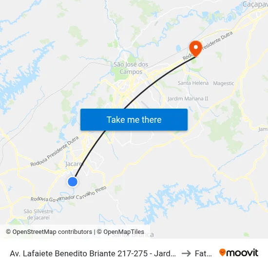 Av. Lafaiete Benedito Briante 217-275 - Jardim Do Vale Jacareí - SP 12319-440 Brasil to Fatec - Sjc map