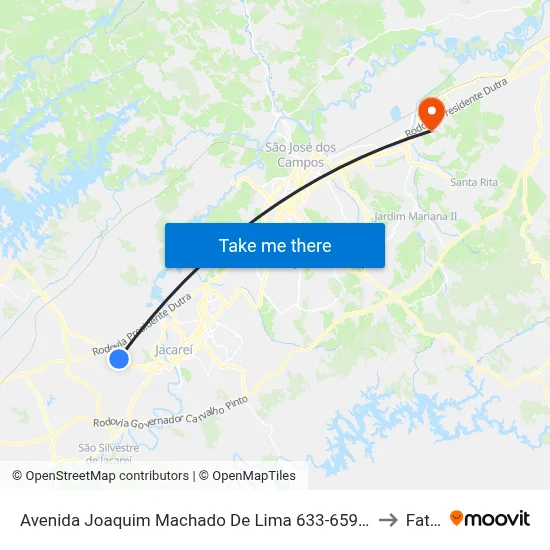 Avenida Joaquim Machado De Lima 633-659 - Jardim Nova Esperança Jacareí - SP 12324-325 Brasil to Fatec - Sjc map