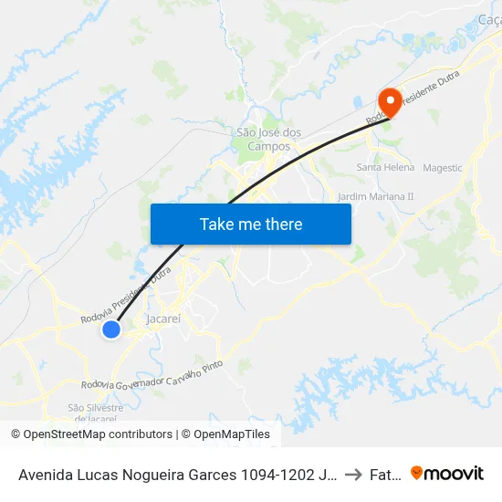 Avenida Lucas Nogueira Garces 1094-1202 Jacareí - SP 12324-000 República Federativa Do Brasil to Fatec - Sjc map