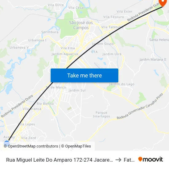 Rua Miguel Leite Do Amparo 172-274 Jacareí - SP 12327-703 República Federativa Do Brasil to Fatec - Sjc map