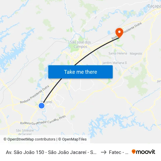 Av. São João 150 - São João Jacareí - SP Brasil to Fatec - Sjc map