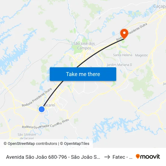 Avenida São João 680-796 - São João SP Brasil to Fatec - Sjc map