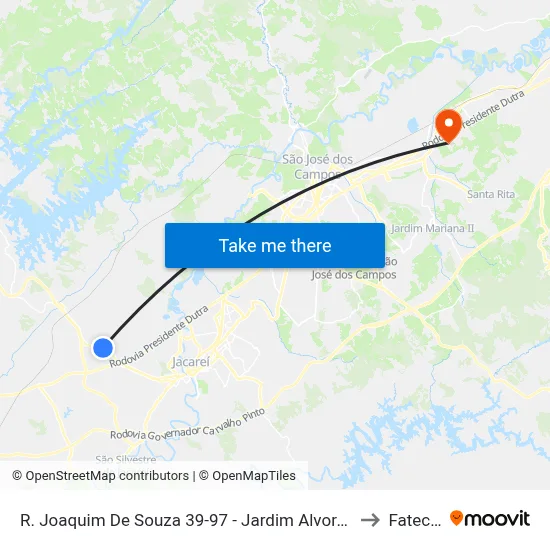R. Joaquim De Souza 39-97 - Jardim Alvorada Jacareí - SP Brasil to Fatec - Sjc map