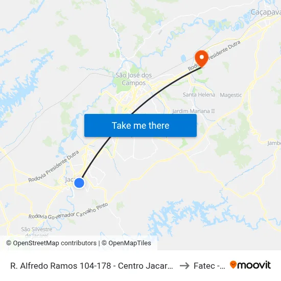 R. Alfredo Ramos 104-178 - Centro Jacareí - SP Brasil to Fatec - Sjc map