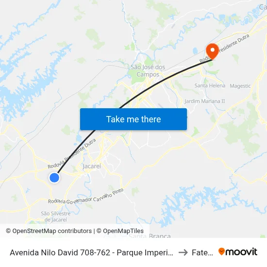 Avenida Nilo David 708-762 - Parque Imperial Jacareí - SP 12329-037 Brasil to Fatec - Sjc map