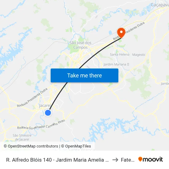 R. Alfredo Blóis 140 - Jardim Maria Amelia Jacareí - SP 12309-720 Brasil to Fatec - Sjc map