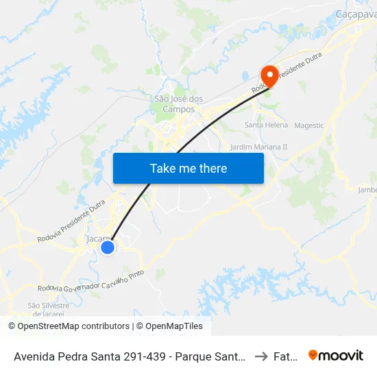 Avenida Pedra Santa 291-439 - Parque Santo Antonio Jacareí - SP 12309-340 Brasil to Fatec - Sjc map