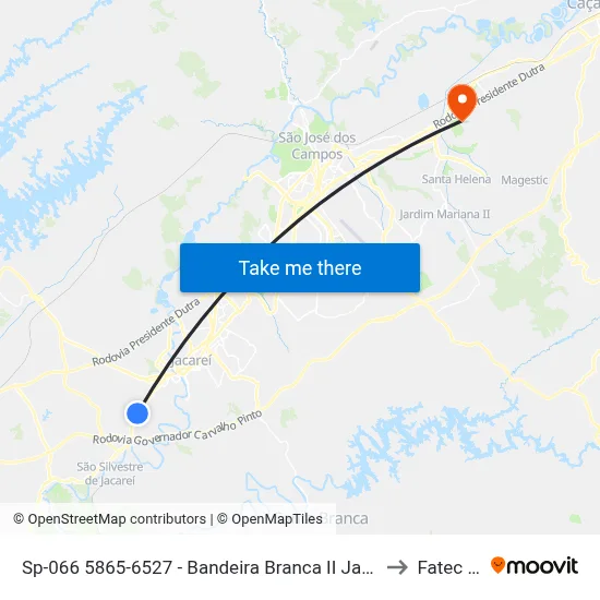 Sp-066 5865-6527 - Bandeira Branca II Jacareí - SP Brasil to Fatec - Sjc map