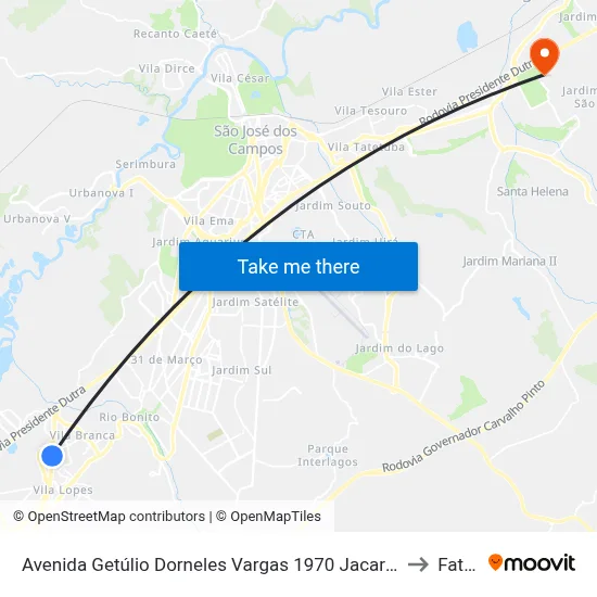 Avenida Getúlio Dorneles Vargas 1970 Jacareí - SP 12305-000 República Federativa Do Brasil to Fatec - Sjc map