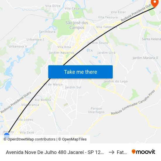 Avenida Nove De Julho 480 Jacareí - SP 12327-682 República Federativa Do Brasil to Fatec - Sjc map