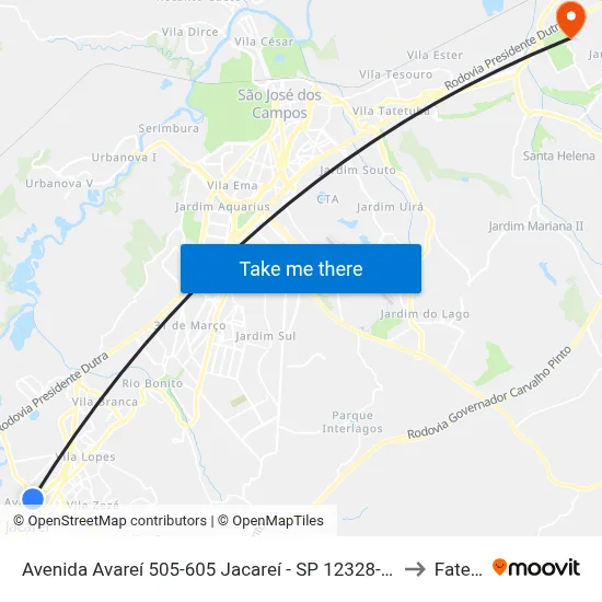Avenida Avareí 505-605 Jacareí - SP 12328-000 República Federativa Do Brasil to Fatec - Sjc map