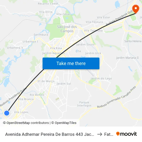 Avenida Adhemar Pereira De Barros 443 Jacareí - SP 12328-300 República Federativa Do Brasil to Fatec - Sjc map
