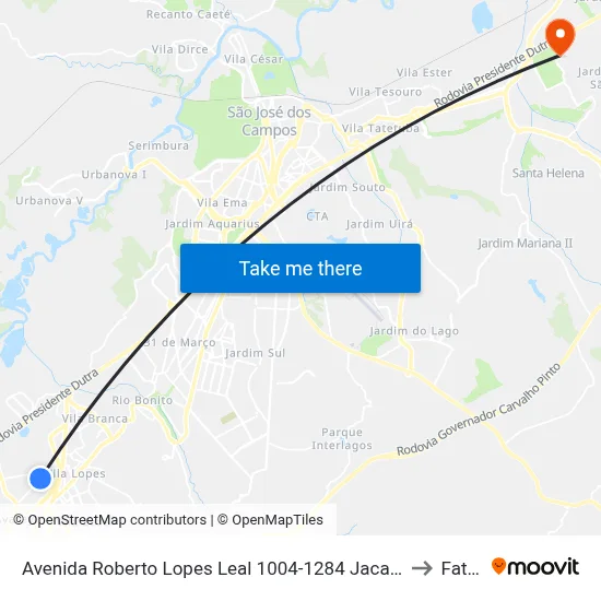 Avenida Roberto Lopes Leal 1004-1284 Jacareí - SP 12328-141 República Federativa Do Brasil to Fatec - Sjc map