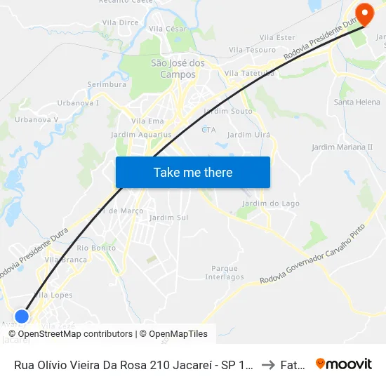 Rua Olívio Vieira Da Rosa 210 Jacareí - SP 12328-100 República Federativa Do Brasil to Fatec - Sjc map