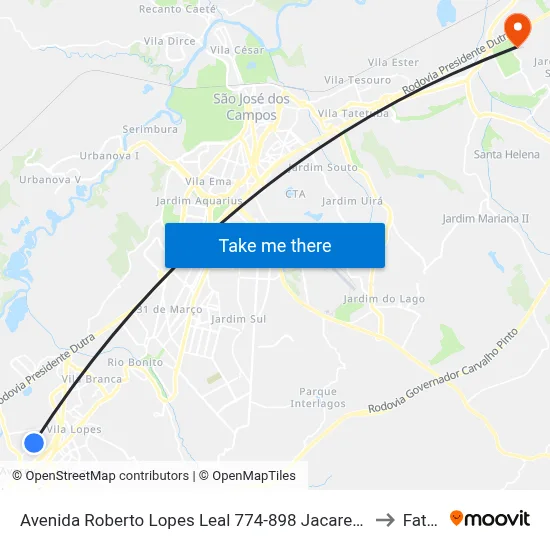 Avenida Roberto Lopes Leal 774-898 Jacareí - SP 12328-141 República Federativa Do Brasil to Fatec - Sjc map