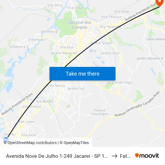 Avenida Nove De Julho 1-249 Jacareí - SP 12327-682 República Federativa Do Brasil to Fatec - Sjc map