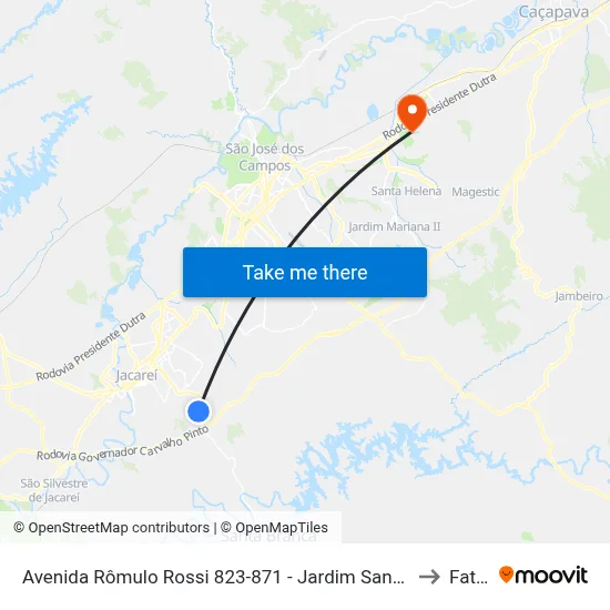 Avenida Rômulo Rossi 823-871 - Jardim Santo Antonio Da Boa Vista Jacareí - SP 12315-660 Brasil to Fatec - Sjc map