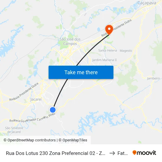 Rua Dos Lotus 230 Zona Preferencial 02 - Zap 2 A Jacareí - São Paulo 12315 Brasil to Fatec - Sjc map